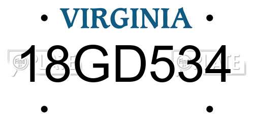 18GD534 Virginia License Plate