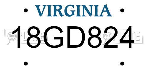 18GD824 Virginia License Plate