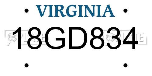 18GD834 Virginia License Plate