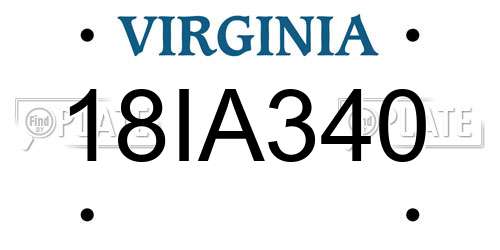 18IA340 Virginia License Plate