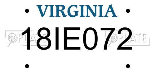 18IE072 Virginia License Plate