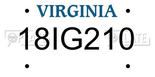 18IG210 Virginia License Plate