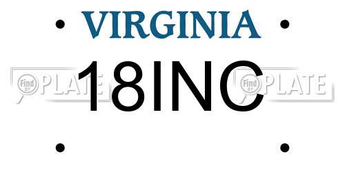 18INC Virginia License Plate