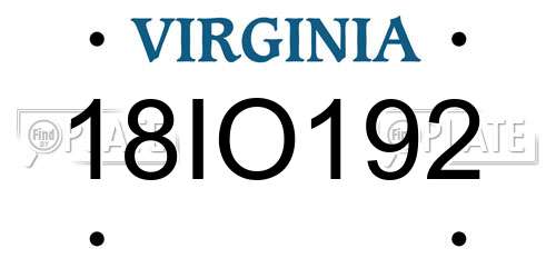 18IO192 Virginia License Plate