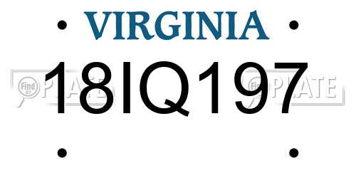 18IQ197 Virginia License Plate