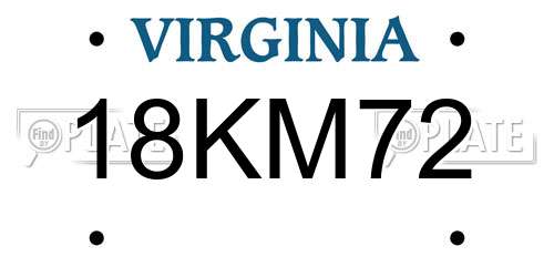 18KM72 Virginia License Plate