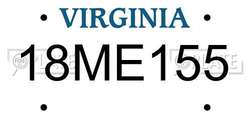 18ME155 Virginia License Plate
