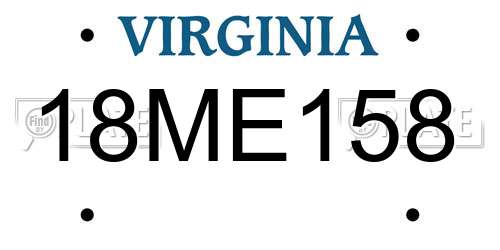 18ME158 Virginia License Plate