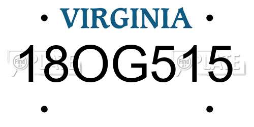 18OG515 Virginia License Plate
