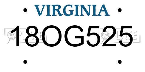 18OG525 Virginia License Plate