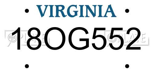 18OG552 Virginia License Plate