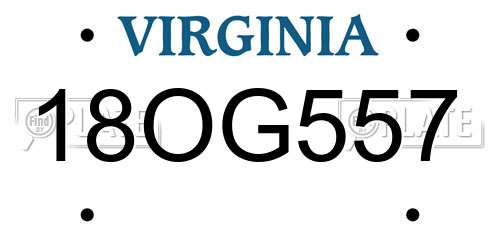 18OG557 Virginia License Plate
