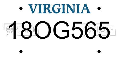 18OG565 Virginia License Plate