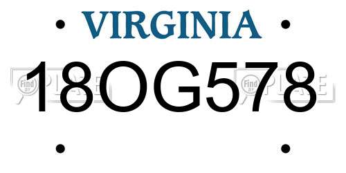 18OG578 Virginia License Plate