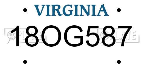 18OG587 Virginia License Plate