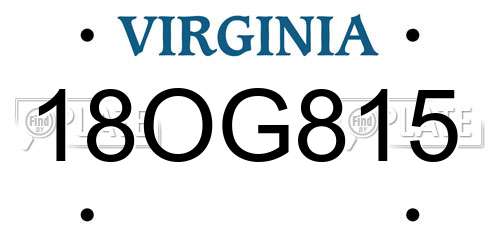 18OG815 Virginia License Plate