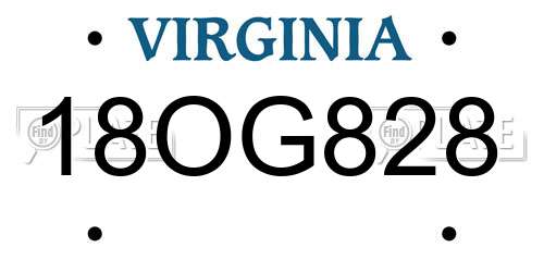 18OG828 Virginia License Plate