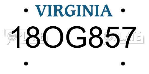 18OG857 Virginia License Plate