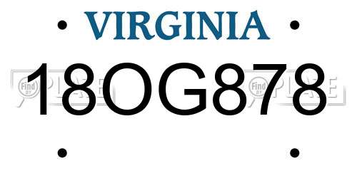 18OG878 Virginia License Plate