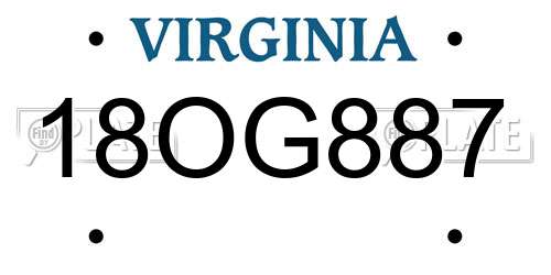 18OG887 Virginia License Plate