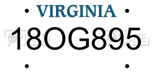 18OG895 Virginia License Plate