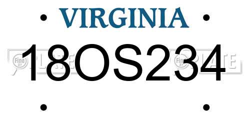18OS234 Virginia License Plate