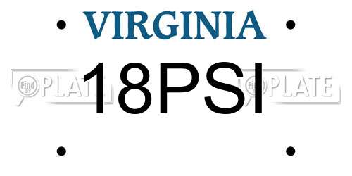 18PSI Virginia License Plate