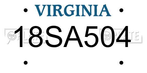 18SA504 Virginia License Plate