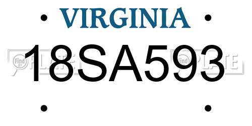 18SA593 Virginia License Plate