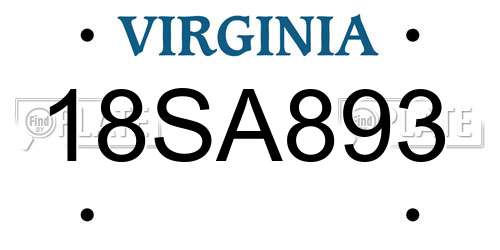 18SA893 Virginia License Plate