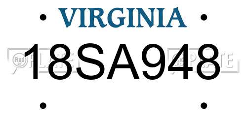 18SA948 Virginia License Plate