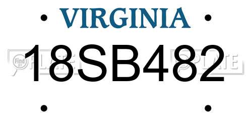 18SB482 Virginia License Plate