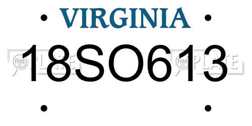 18SO613 Virginia License Plate