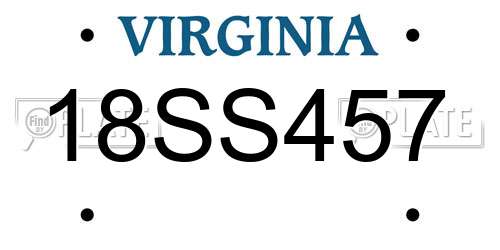 18SS457 Virginia License Plate
