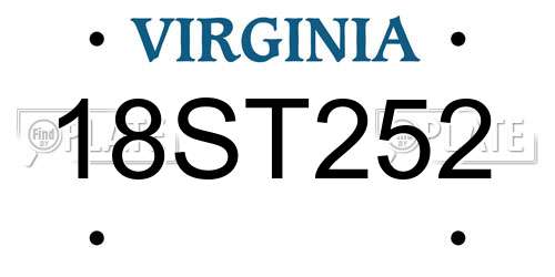 18ST252 Virginia License Plate