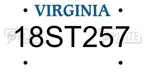 18ST257 Virginia License Plate