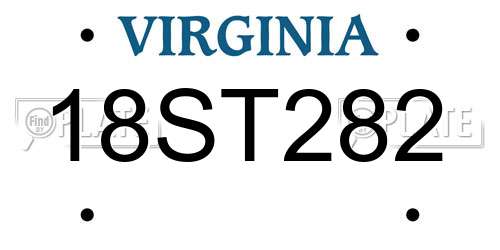 18ST282 Virginia License Plate
