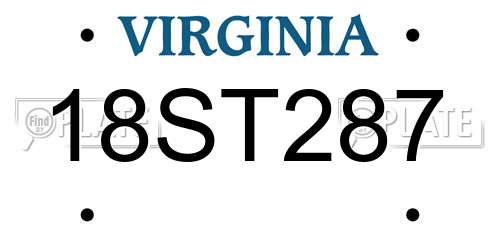 18ST287 Virginia License Plate