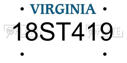 18ST419 Virginia License Plate