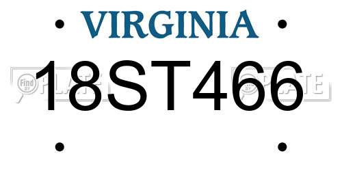 18ST466 Virginia License Plate