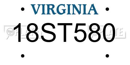 18ST580 Virginia License Plate
