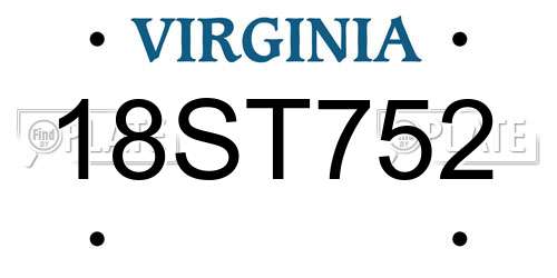 18ST752 Virginia License Plate