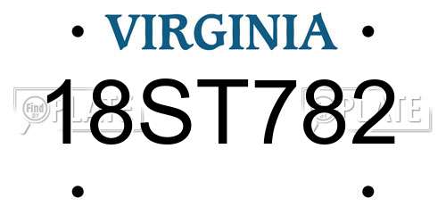 18ST782 Virginia License Plate
