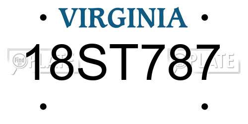 18ST787 Virginia License Plate