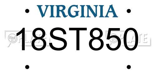18ST850 Virginia License Plate