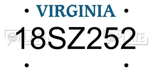 18SZ252 Virginia License Plate