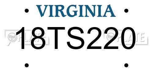 18TS220 Virginia License Plate