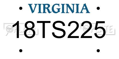 18TS225 Virginia License Plate