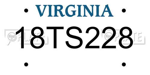 18TS228 Virginia License Plate