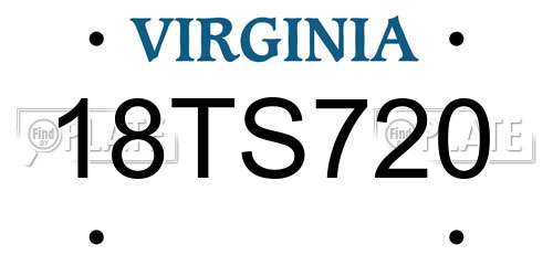 18TS720 Virginia License Plate